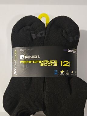 And1 Black Low Cut Performance Athletic Socks - 12 Pack